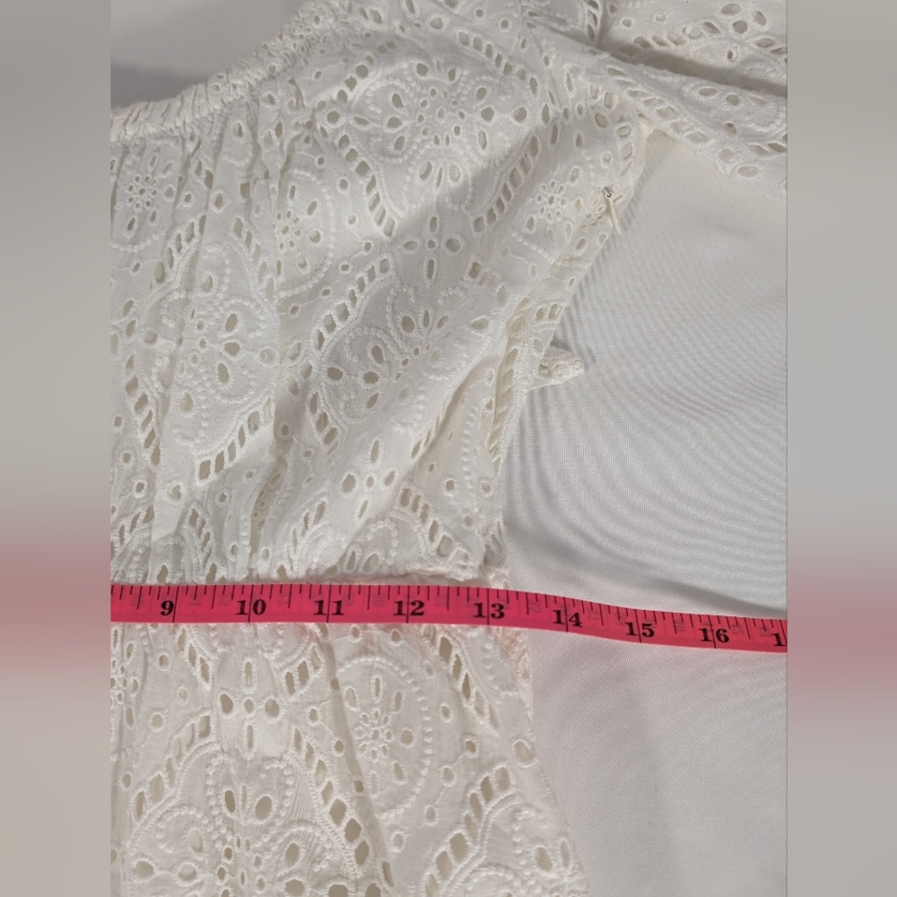 New Veronica Beard Calibra Broderie Eyelet Long-Sleeve Tiered Dress Size 00 - Picture 11 of 12
